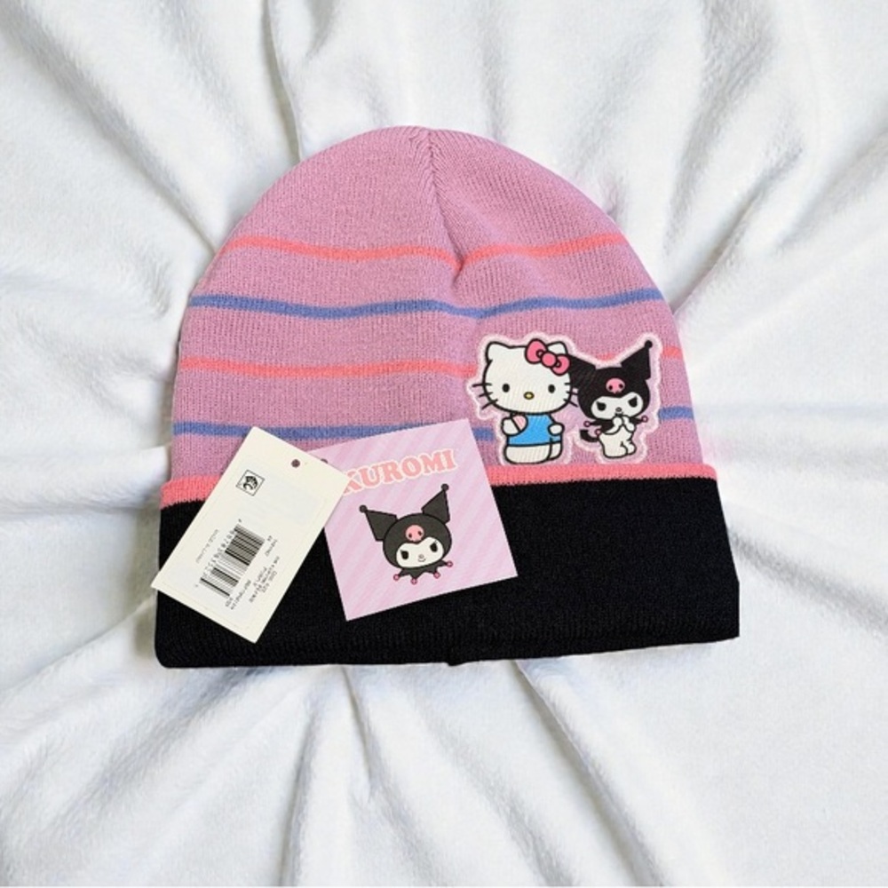 NEW Sanrio Hello Kitty Kuromi Beanie | One Size | Soft Purple Pink Blue Stripes